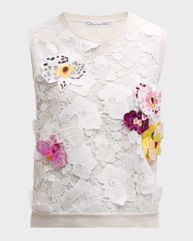 Orchid Embroidered Lace Knit Tank Top